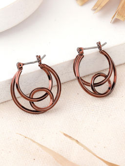 Estele - Chocolate Brown Knotted Designer Hoop Earrings for Women