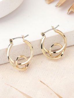 Estele - Gold Tone Knotted Designer Hoop Earrings for Women