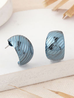 Estele - Cobalt Blue Pattern Pretty Half Hoop Earrings for Women