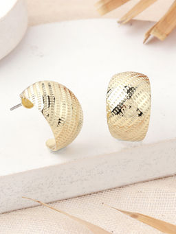 Estele - Gold Tone Half Hoop Pattern Earrings for Women