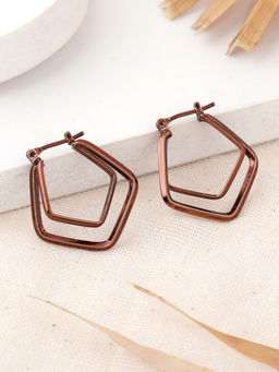 Estele - Chocolate Brown Dual Rhombus Designer Hoop Earrings for Women