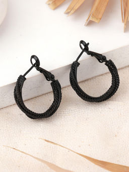 Estele - Gothic Black InterTwine Designer Hoop Earrings for Women