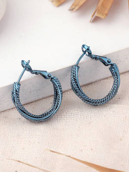 Estele - Cobalt Blue InterTwine Designer Hoop Earrings for Women