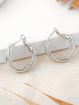 Estele - Rhodium InterTwine Designer Hoop Earrings for Women