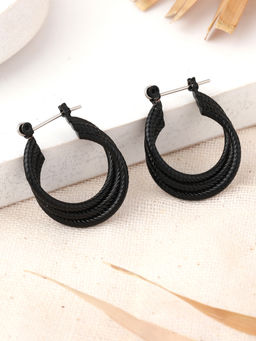 Estele - Gothic Black Triple Layered Designer Hoop Earrings for Women