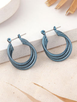 Estele - Cobalt Blue Triple Layered Designer Hoop Earrings for Women