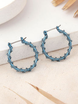 Estele - Cobalt Blue Charming Twisted Hoop Earrings for Women