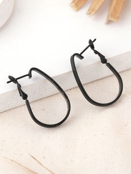 Estele - Gothic Black Elongated Oval Hoop Earrings for Women