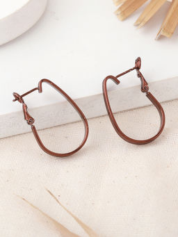 Estele - Chocolate Brown Elongated Oval Hoop Glorious Earrings for Women
