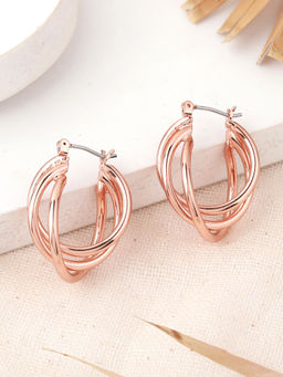 Estele - Rose Gold Trio Circular Hoop Earrings for Women