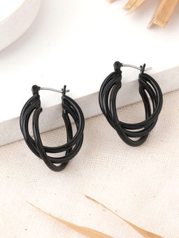 Estele - Gothic Black Trio Circular Hoop Earrings for Women