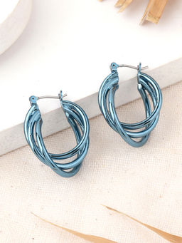 Estele - Cobalt Blue Trio Circular Hoop Earrings for Women