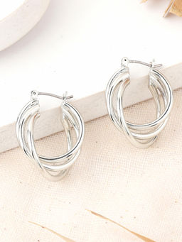 Estele - Rhodium Trio Circular Hoop Earrings for Women