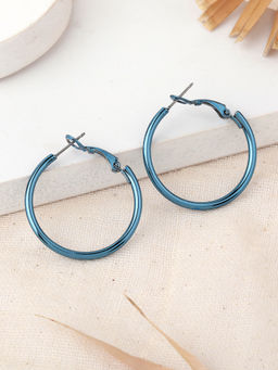 Estele - Cobalt Blue Alluring Sleek Hoop Earrings for Women