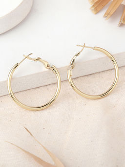 Estele - Gold Tone Charming Sleek Hoop Earrings for Women
