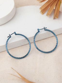 Estele - Cobalt Blue Circular Charming Hoop Earrings for Women