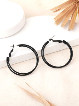 Estele - Gothic Black Alluring Dual Circular Hoop Earrings for Women