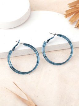 Estele - Cobalt Blue Bewitching Dual Circular Hoop Earrings for Women