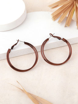 Estele - Chocolate Brown Glorious Dual Circular Hoop Earrings for Women