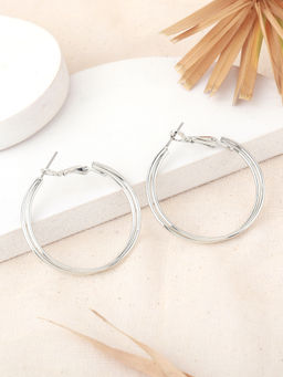 Estele - Rhodium Dual Circular Hoop Earrings for Women