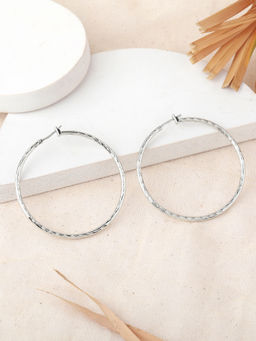 Estele - Rhodium Circular Hoop Earrings for Women