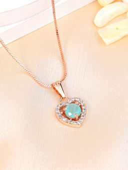 Estele - Rose Gold Plated Heart Design Mint Green Crystal Gehenna Necklace