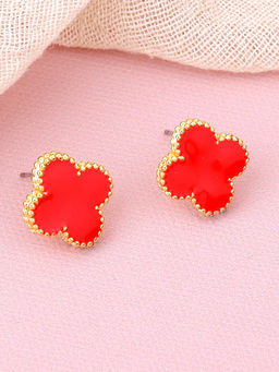 Estele - Gold Plated Trendy Four Leaf Clover Style Stud Earrings