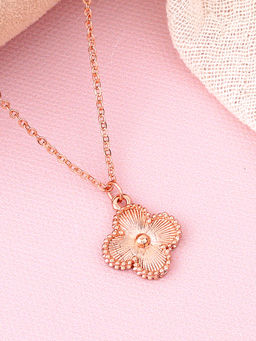Estele - Rose Gold Plated Trendy Four Leaf Clover Designer Necklace