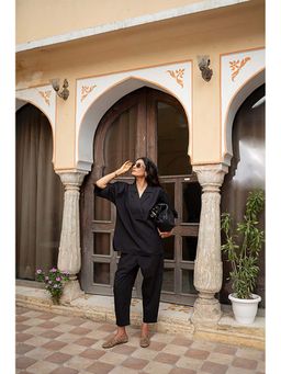 SPACE - Chhaya Natural Cotton Poplin Black Co-Ord Set