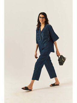 SPACE - Depp Unisex Blue Shirt And Straight Fit Pant
