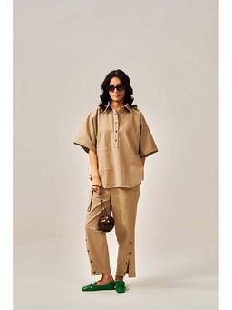 SPACE - Dolla Two Piece Brown Mid Length Top And Elastic Pant