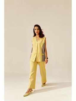 SPACE - Nun-Kun Two Piece Yellow Color Blocked Co-Ord Set