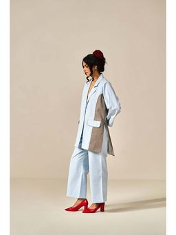 SPACE - Riri Two Piece Blue Color Blocked Co-Ord Set