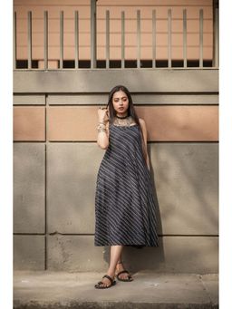 Sutra Art of Clothing - Twilight Ikkat Cotton Black Midi Dress