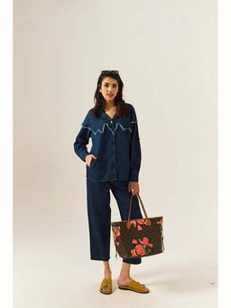 SPACE - Tru Unisex Blue Shirt And Straight Fit Pant