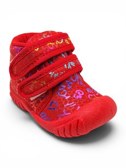 Lil Lollipop - Kids Abstract Print Velcro Musical Booties Red