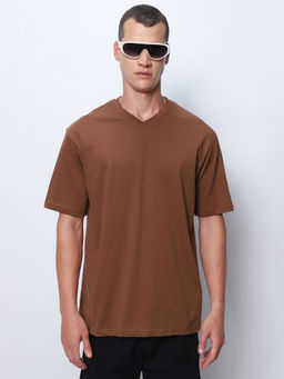 Bewakoof - Men's Brown Oversized T-shirt