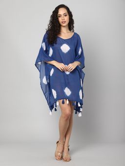 Aditi Wasan - Blue Tie Dye Print Cotton Kaftan Dress