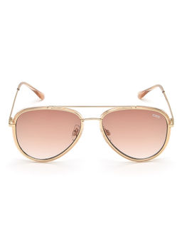 IDEE - Brown Gradient Lens Pilot Sunglass Shiny Light Gold Crystal Light Brown Frame (55)