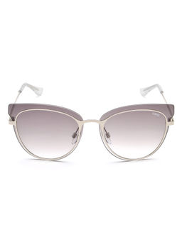 IDEE - Smoke Gradient Lens Butterfly Sunglass Full Rim Shiny Silver Frame (64)