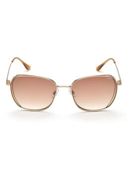 IDEE - Brown Gradient Lens Square Sunglass Full Rim Shiny Light Gold Frame (56)