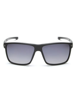 IDEE - Smoke Gradient Lens Rectangular Sunglass Shiny Black Matt Dark Gun Frame (61)