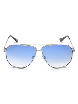 IDEE - Blue To Silver Mirror Blue Gradient Lens Square Sunglass Shiny Gun Frame (60)