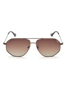 IDEE - Brown Gradient Lens Pilot Sunglass Full Rim Shiny Dark Brown Frame (58)