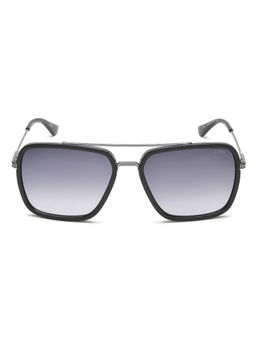 IDEE - Smoke Gradient Fm Lens Square Sunglass Full Rim Shiny Black Shiny Dark Gun Frame (57)