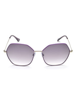 IDEE - Smoke Gradient Fm Lens Hexagon Sunglass Full Rim Shiny Silver Shiny Purple Frame (60)