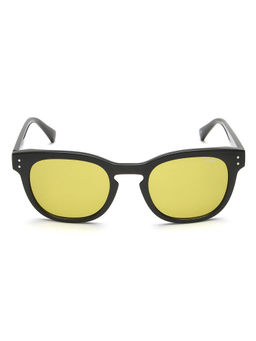 IDEE - Green Lens Square Sunglass Full Rim Shiny Black Frame (50)