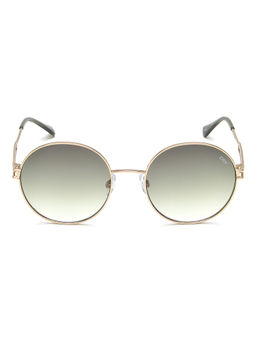 IDEE - Green Gradient Lens Round Sunglass Full Rim Shiny Light Gold Frame (55)
