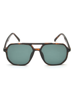 IDEE - Green Lens Square Sunglass Full Rim Shiny Brown Demi Frame (59)