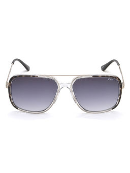 IDEE - Smoke Gradient Lens Square Sunglass Shiny Silver Crytal Shiny Black Demi Frame (58)